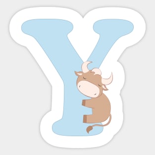 Y - blue - yak ox Sticker